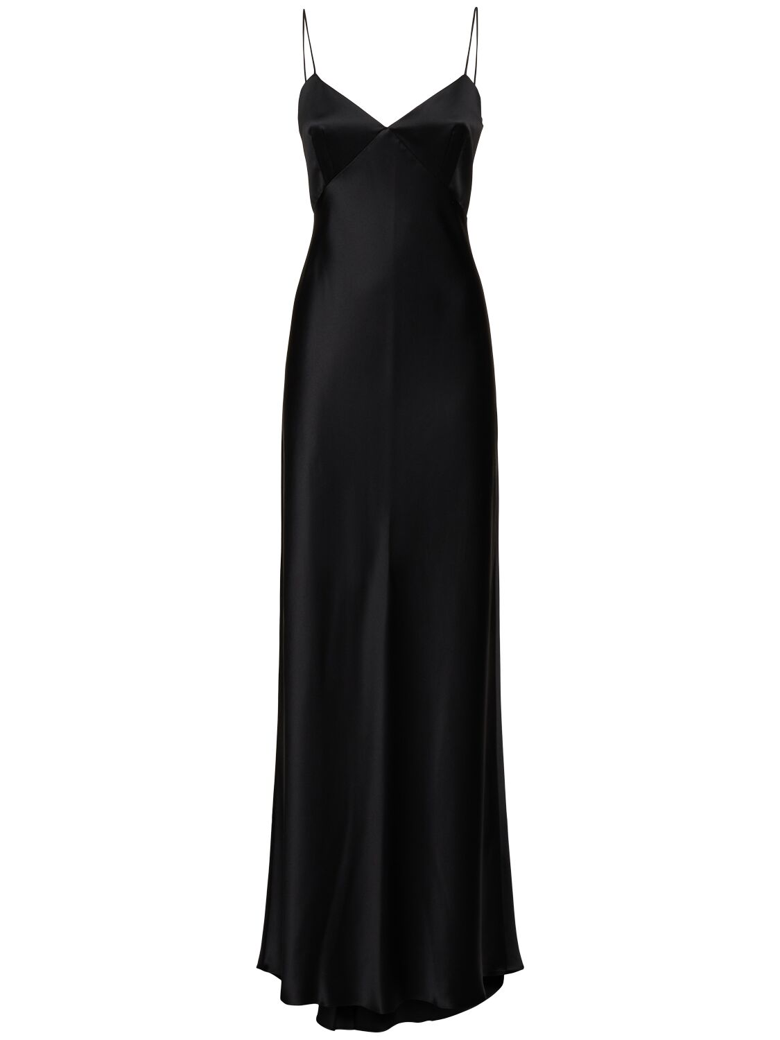 Shop Max Mara Riccio Silk Satin Long Dress In Black