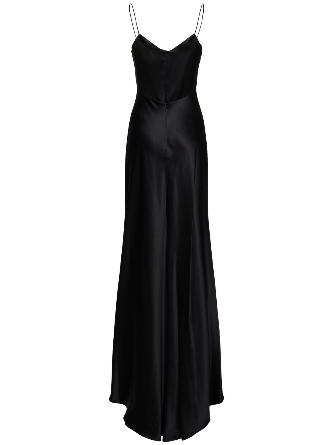 Shop Max Mara Riccio Silk Satin Long Dress In Black