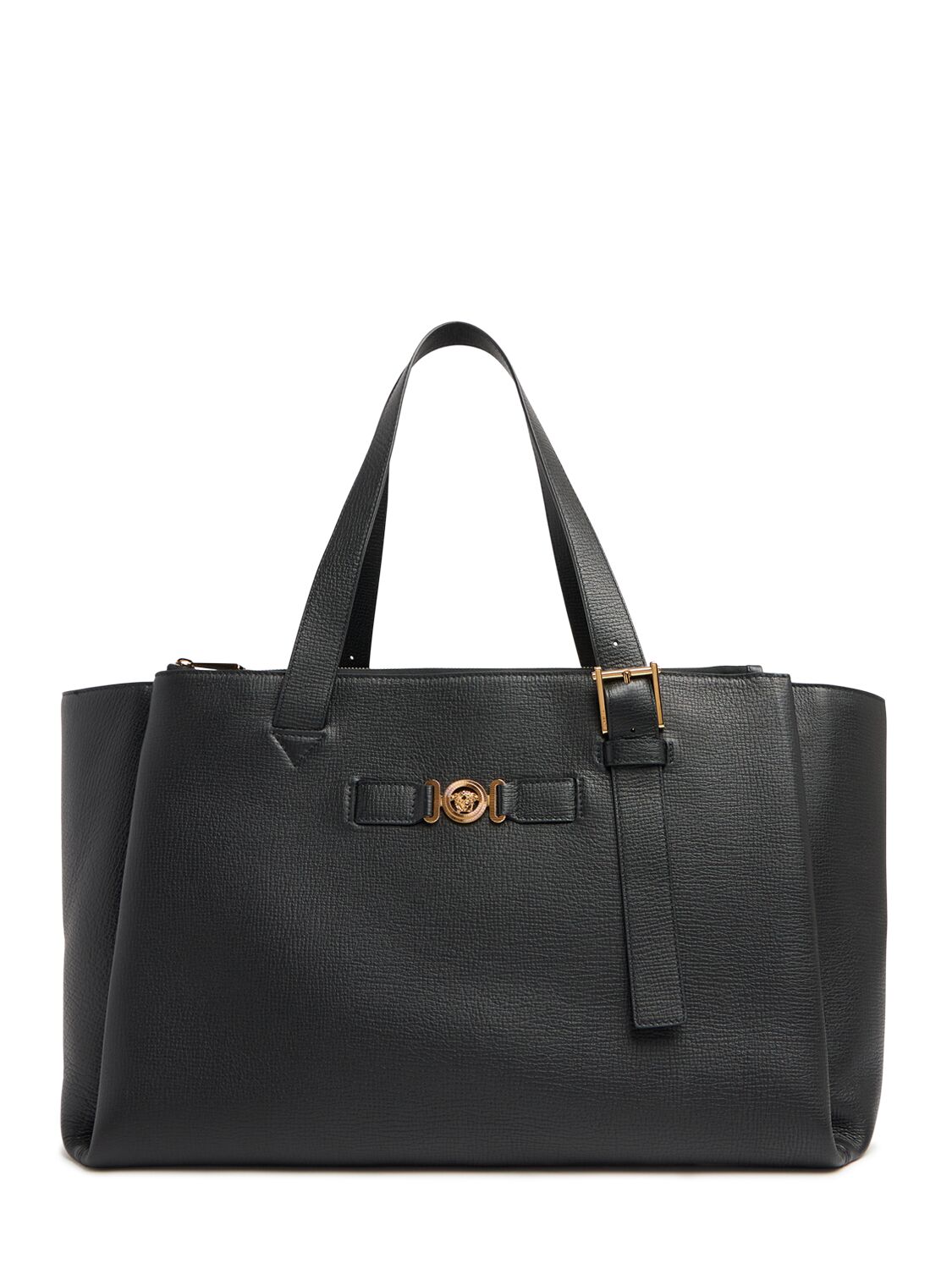 Versace Medusa Biggie Leather Duffle Bag In Black