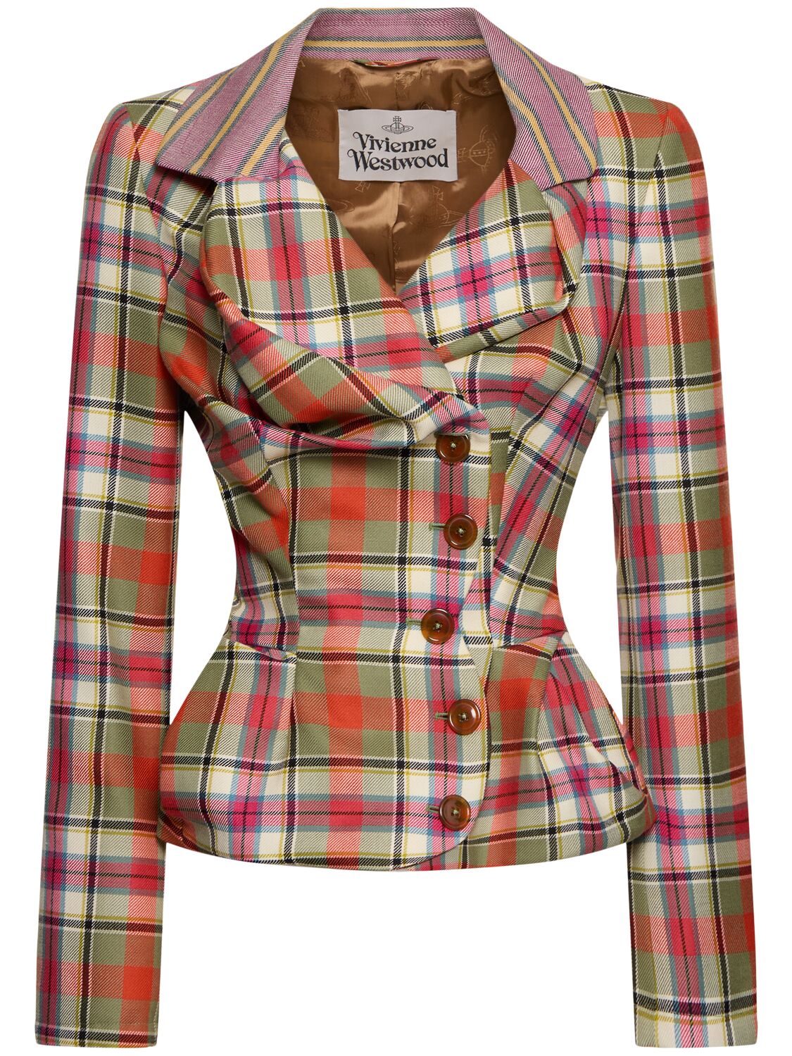 Shop Vivienne Westwood Drunken Wool Tartan Jacket In Multicolor