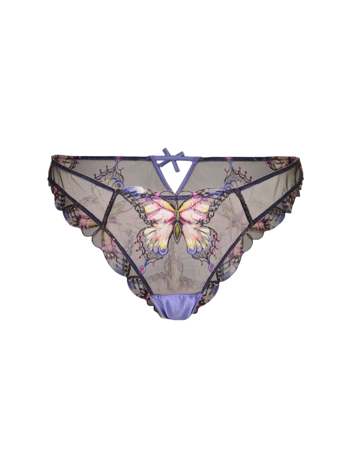 Fleur Du Mal Butterfly Embroidered Cheeky Briefs In Black