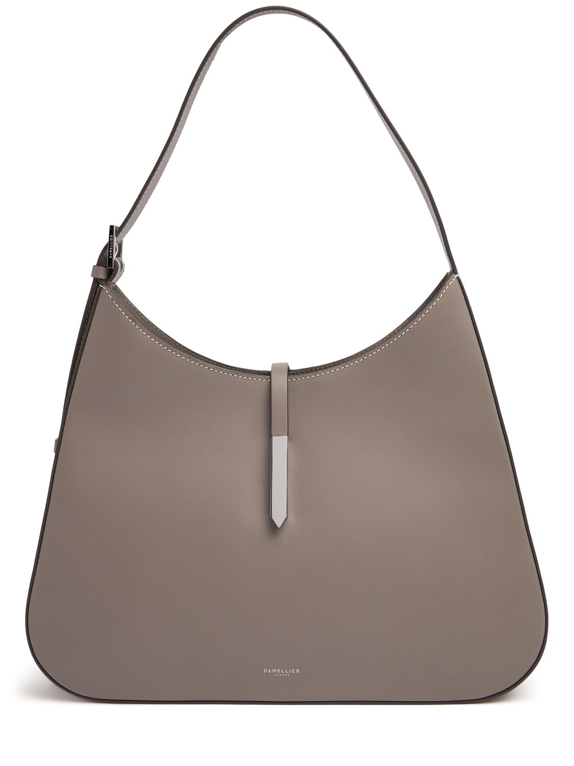 Demellier Large Tokyo Smooth Leather Shoulder Bag In Gray