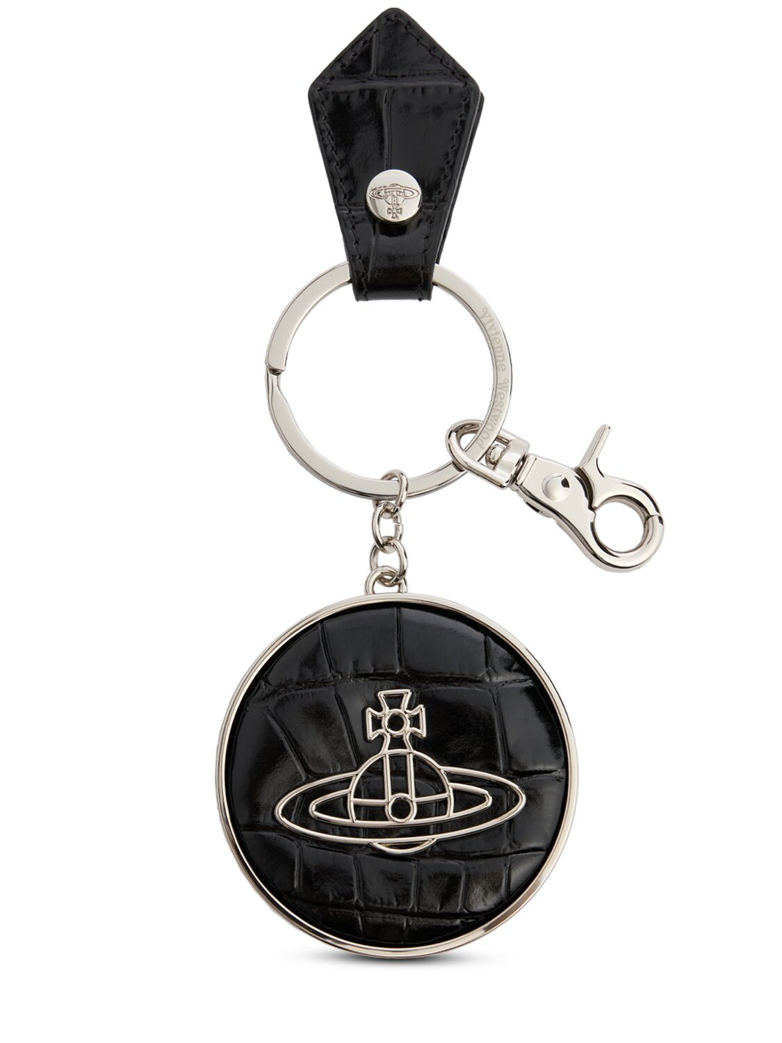 Shop Vivienne Westwood Thin Line Orb Keyring In Black