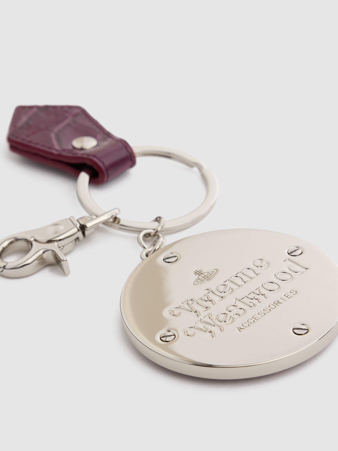 Shop Vivienne Westwood Thin Line Orb Keyring In Burgundy