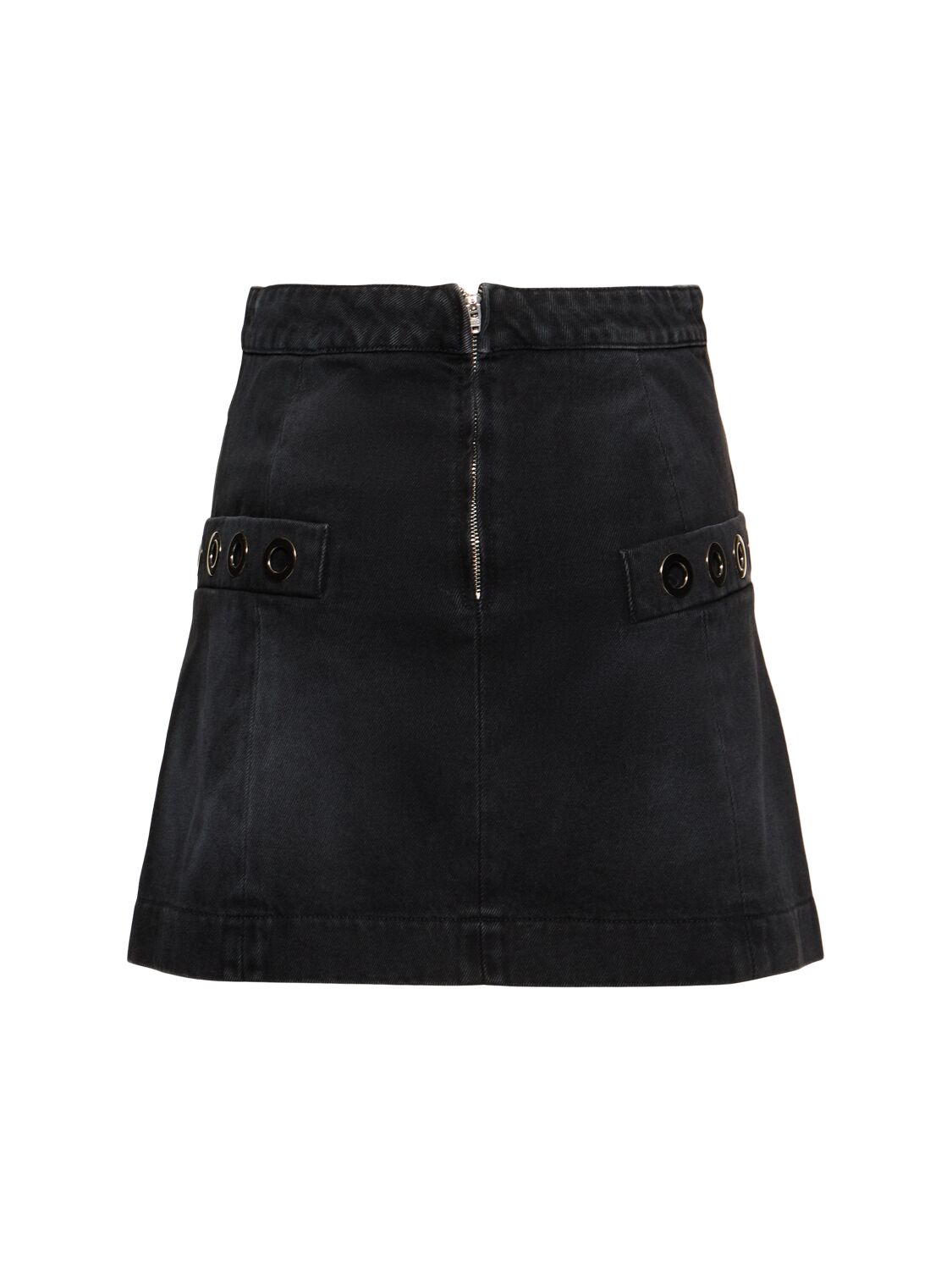 Shop Msgm Embellished Denim Mini Skirt In Black