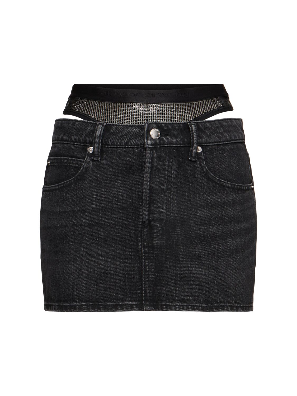 Shop Alexander Wang Mini Skirt W/ Mesh Underwear In Grey