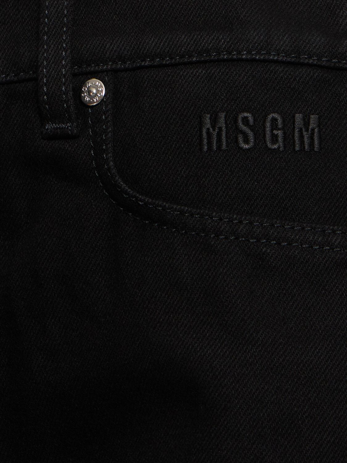 Shop Msgm Denim Mini Skirt In Black