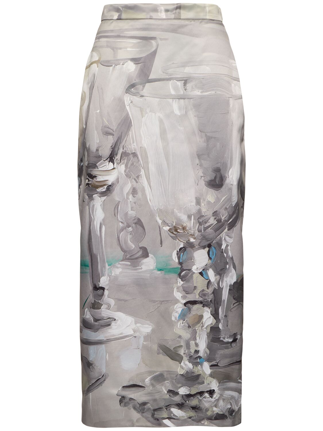 Msgm Printed Maxi Skirt In Gray