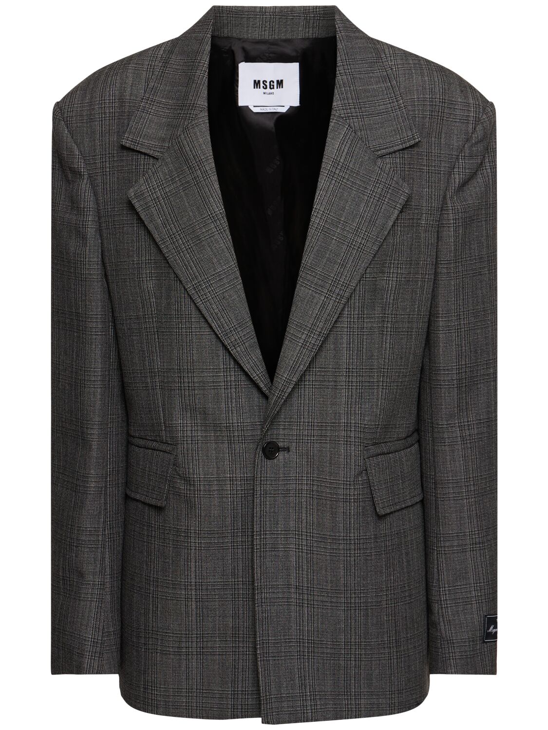 Msgm Single Breast Wool Jacket In Black