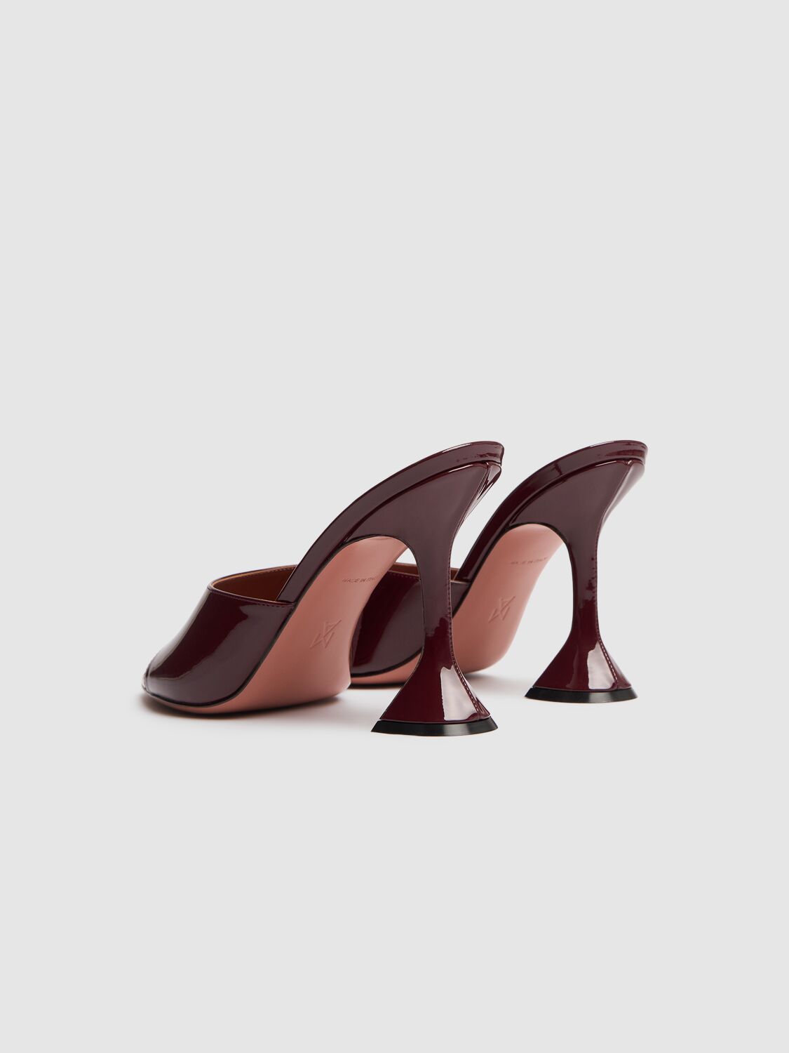 Shop Amina Muaddi 95mm Lupita Patent Leather Mules In Bordeaux