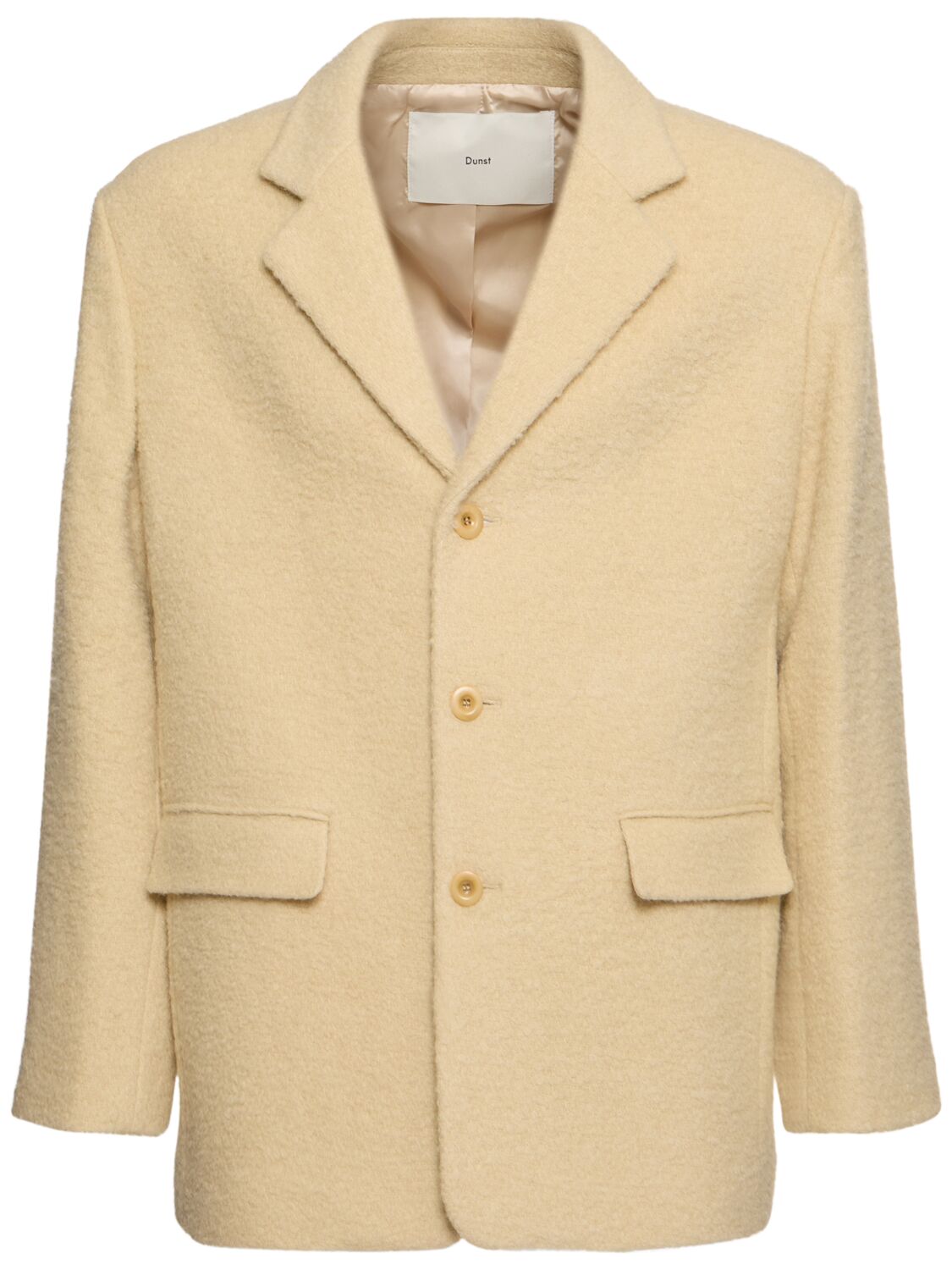 Dunst Unisex 3 Button Bouclé Wool Blend Jacket In Butter