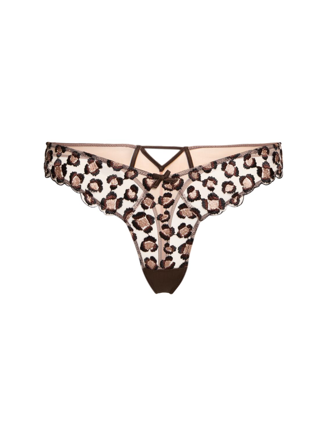 Fleur Du Mal Leopard Embroidered Thong In Brown