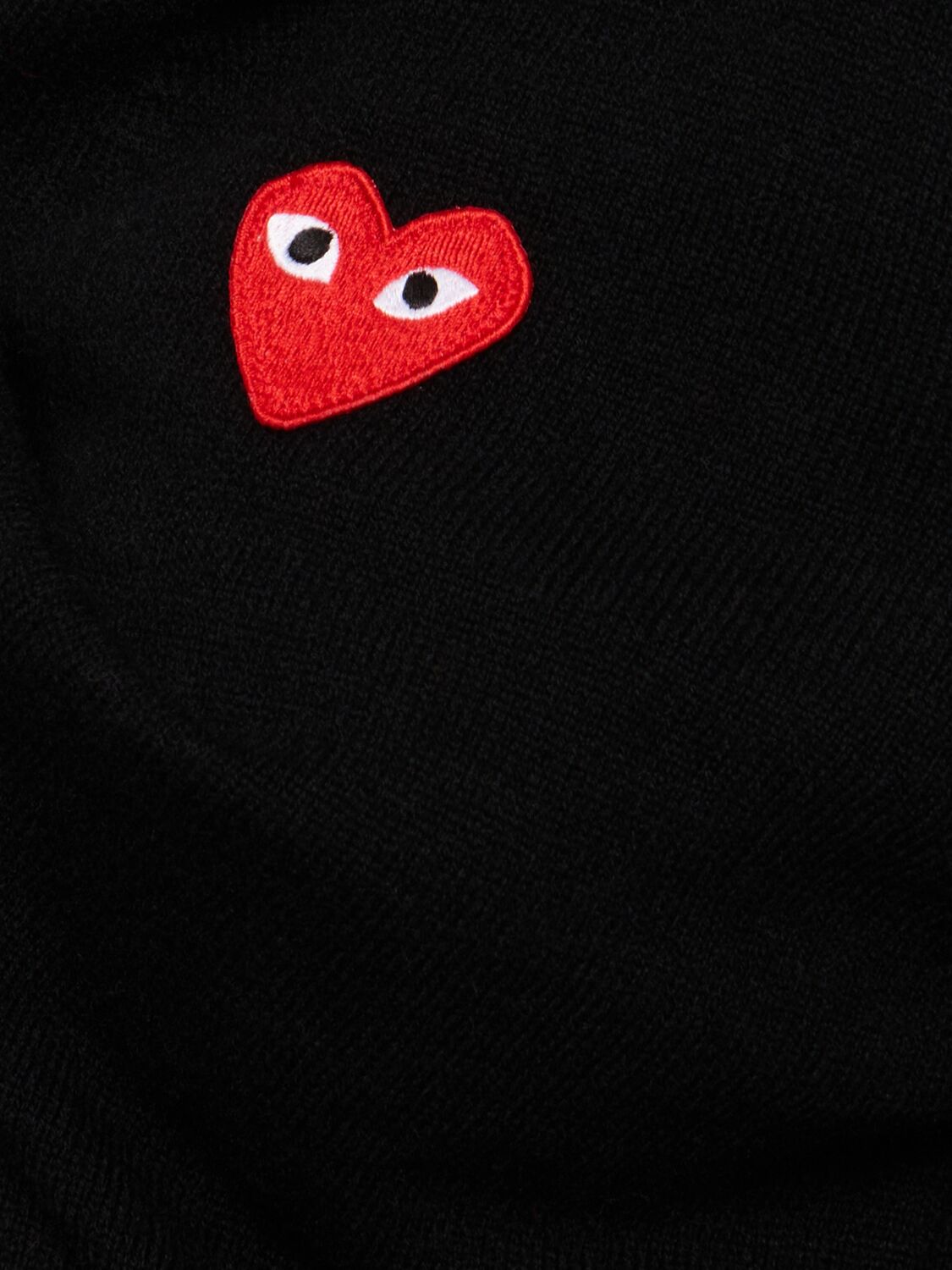 Shop Comme Des Garçons Play Logo V Neck Wool Cardigan In Black