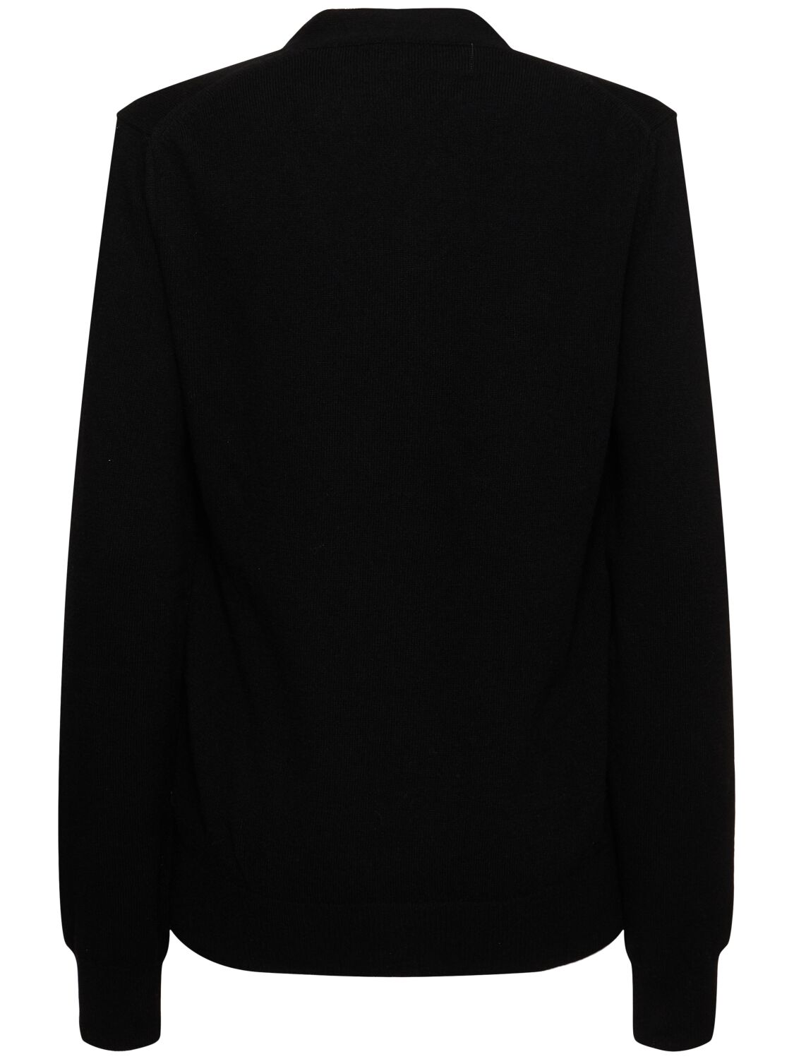 Shop Comme Des Garçons Play Logo V Neck Wool Cardigan In Black