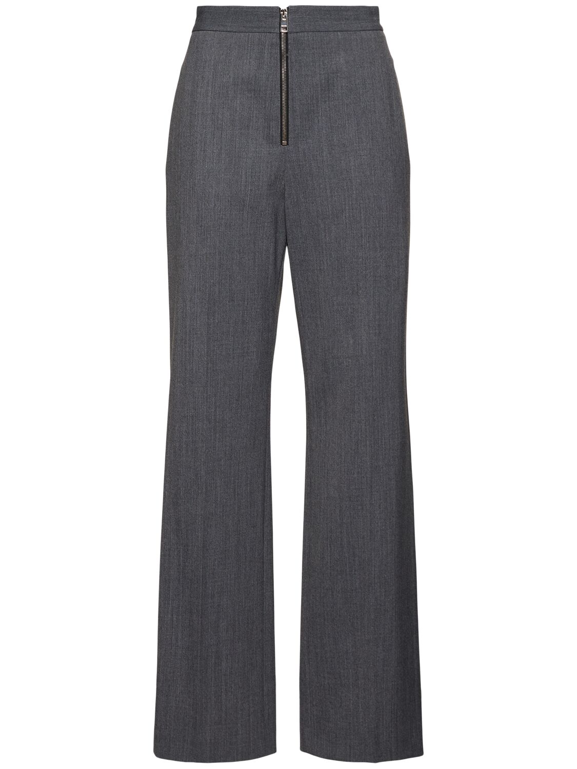 Msgm Wool Blend Straight Pants W/ Zip In Grey