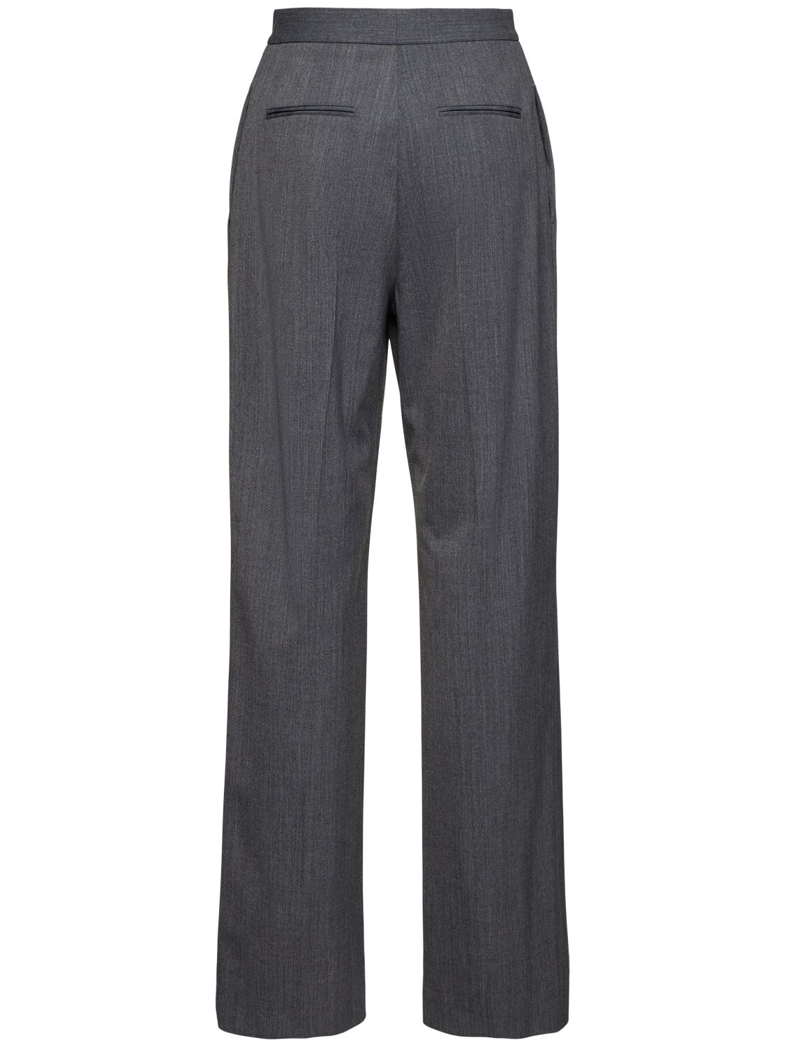 Shop Msgm Wool Blend Straight Pants W/ Zip In Grey