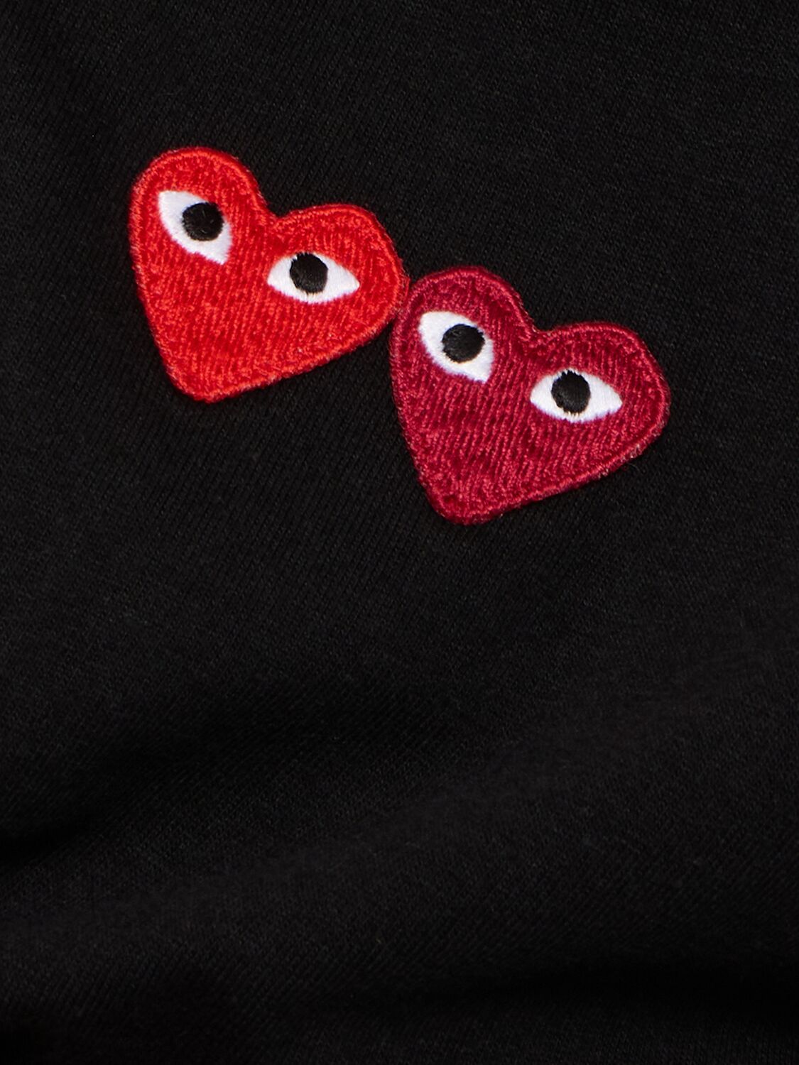 Shop Comme Des Garçons Play Embroidered Hearts Cotton T-shirt In Black