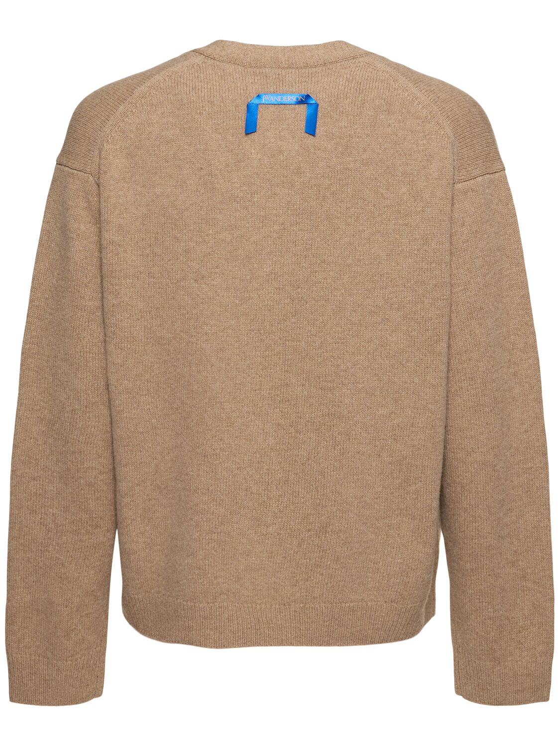 Shop Jw Anderson Rosette Patch Pocket Cardigan In Camel