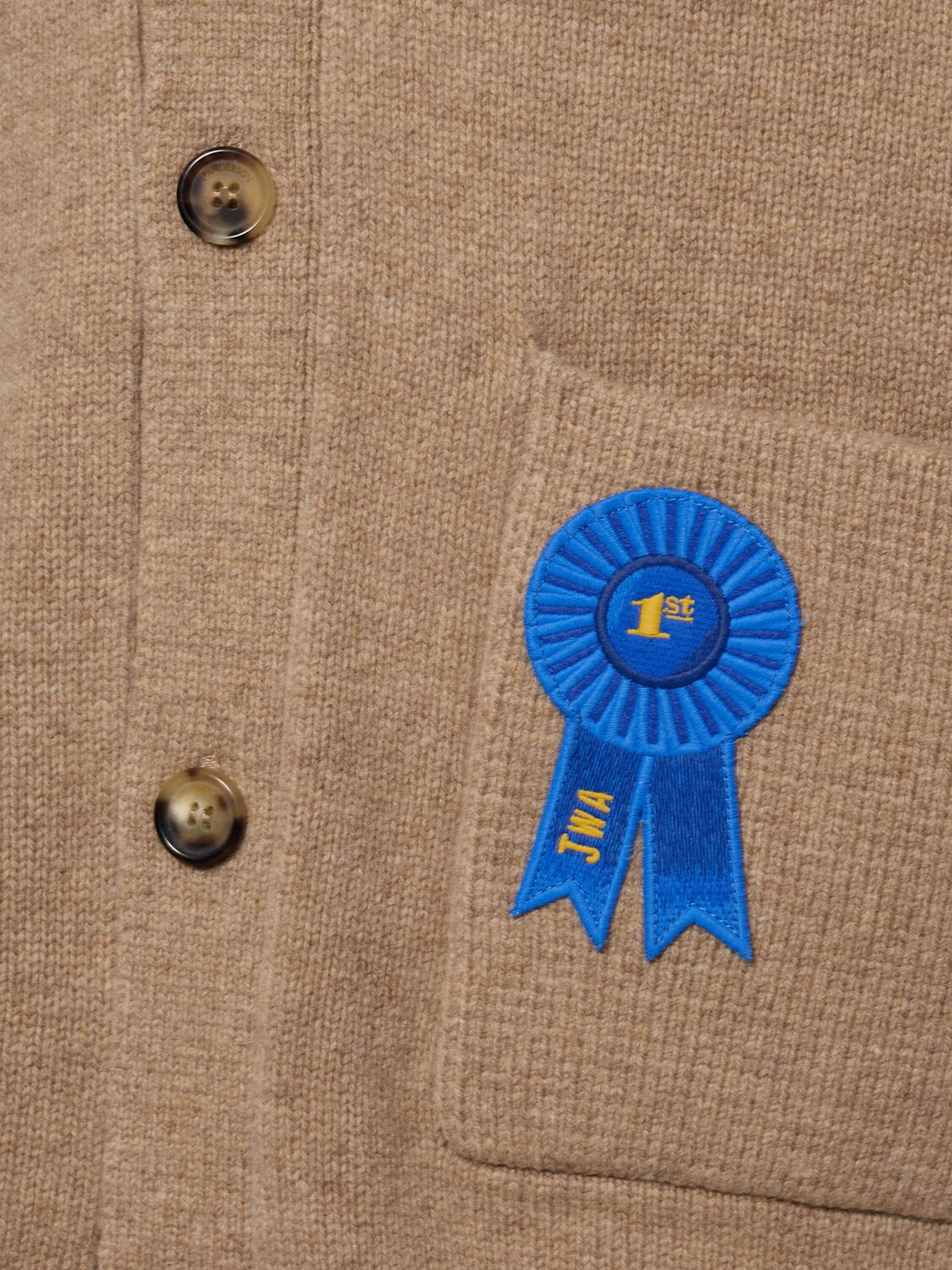 Shop Jw Anderson Rosette Patch Pocket Cardigan In Camel