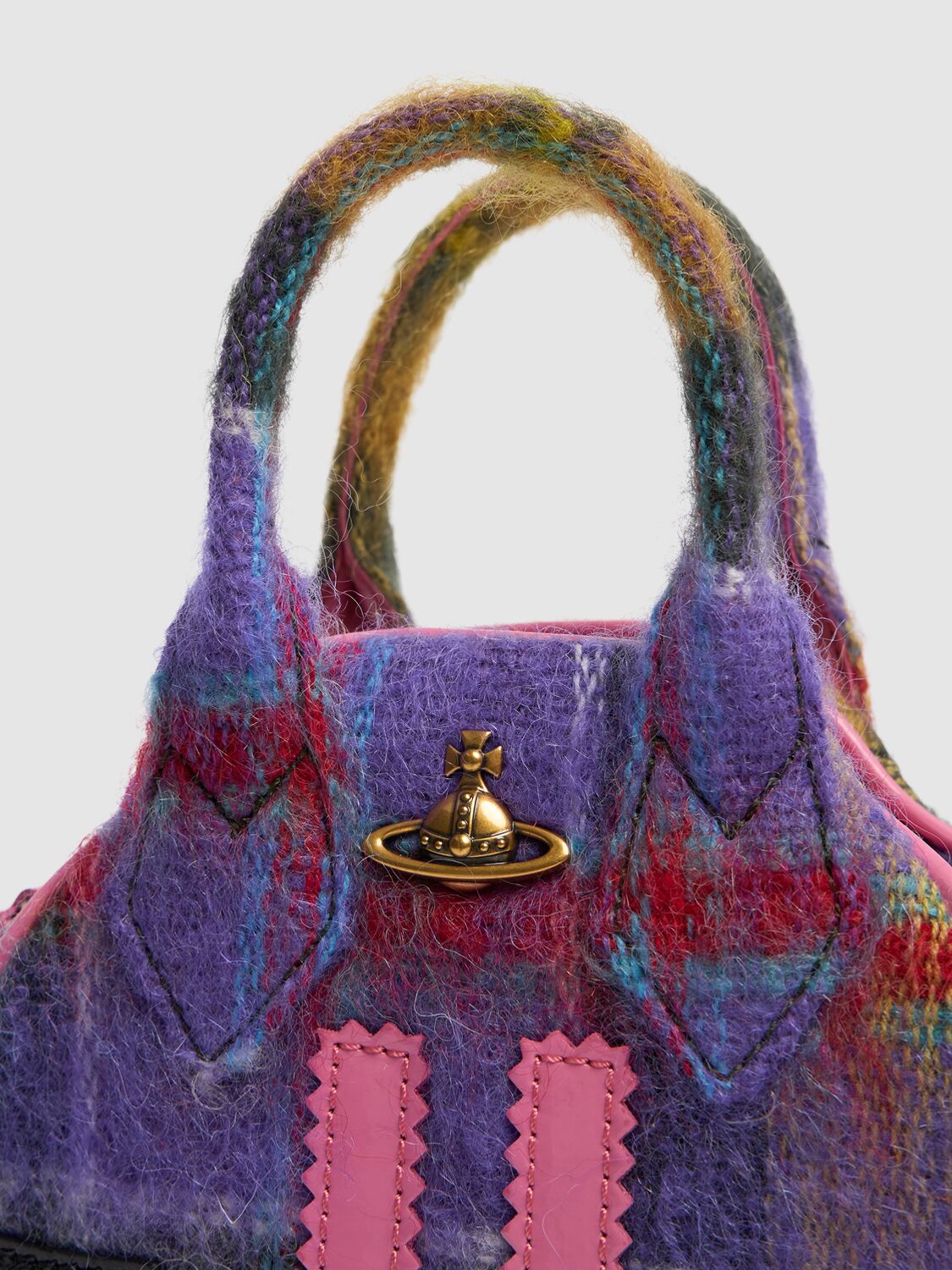 Shop Vivienne Westwood Mini Yasmin Tartan Mohair Chain Bag In Multicolor