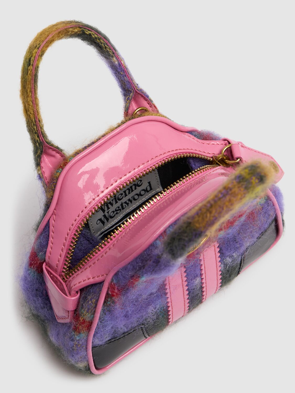 Shop Vivienne Westwood Mini Yasmin Tartan Mohair Chain Bag In Multicolor