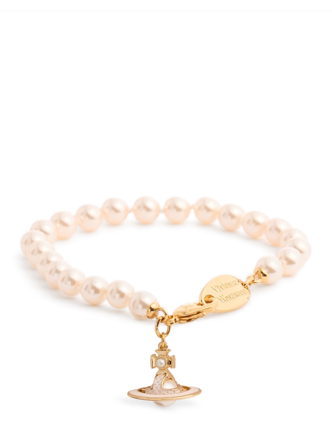 Vivienne Westwood Simonetta Faux Pearl Bracelet In Cream/gold