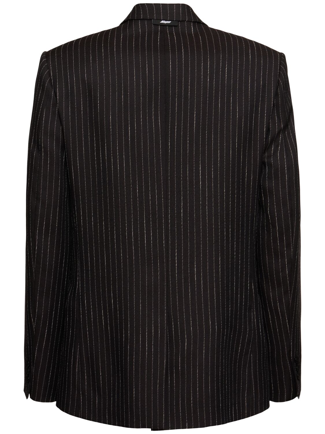 Shop Msgm Pinstripe Wool Jacket In Dark Brown/whit