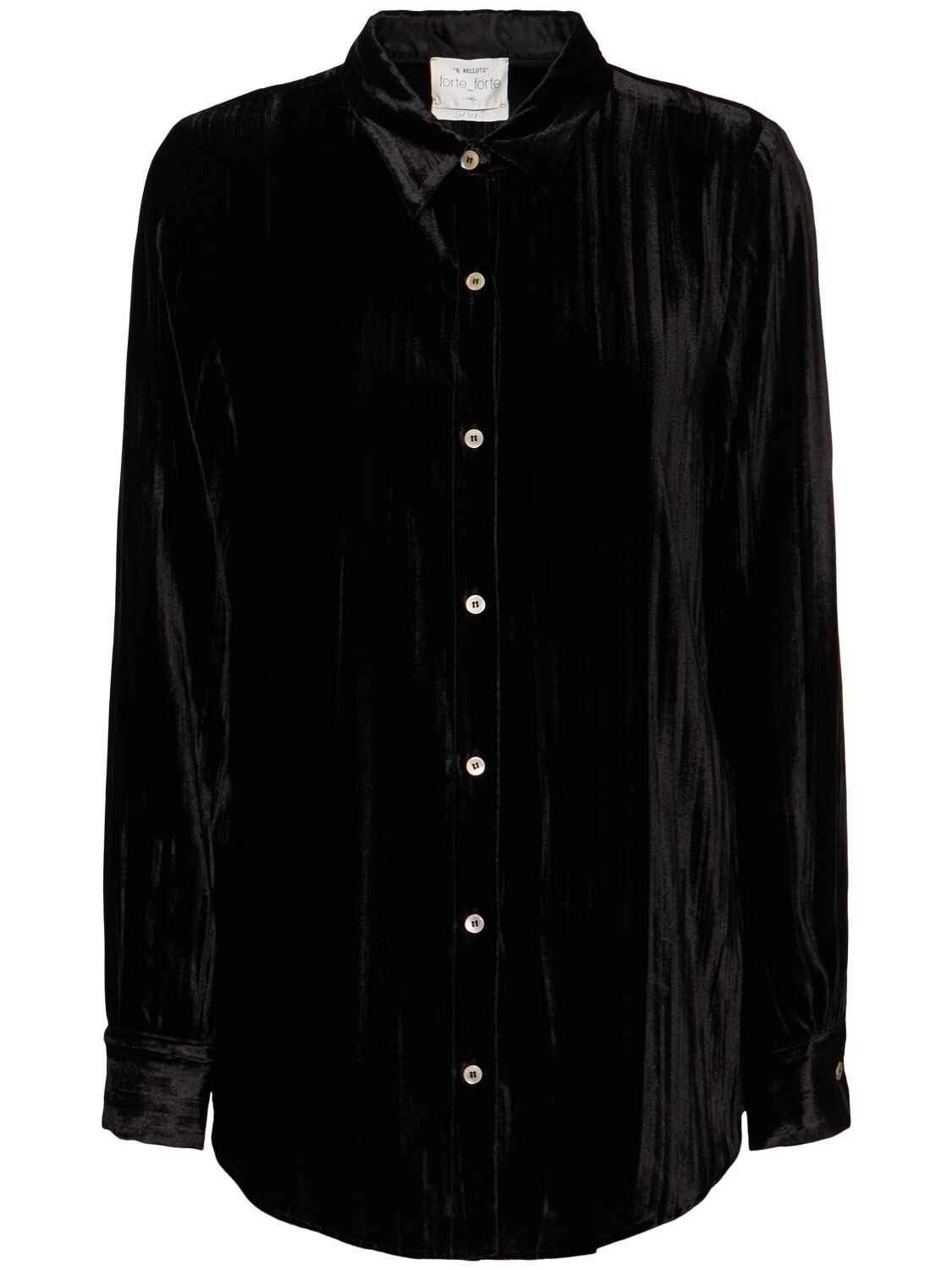 Forte Forte Plissè Velvet Shirt In Black