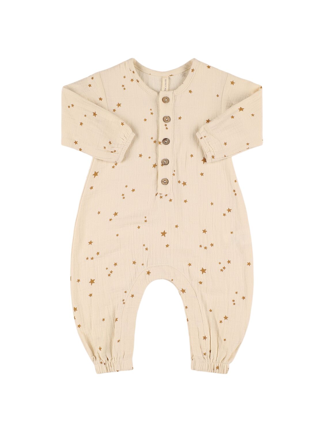 Quincy Mae Star Print Organic Cotton Romper In Beige