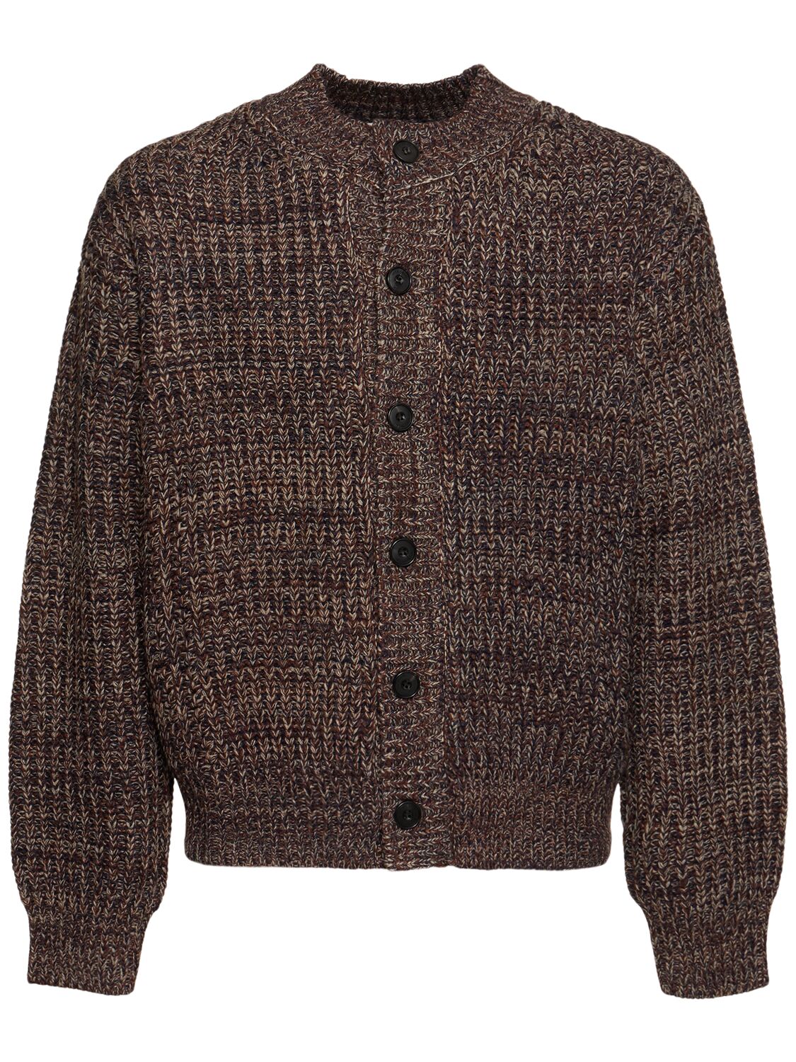 After Pray Terre Intarsia Knit Cardigan In Brown