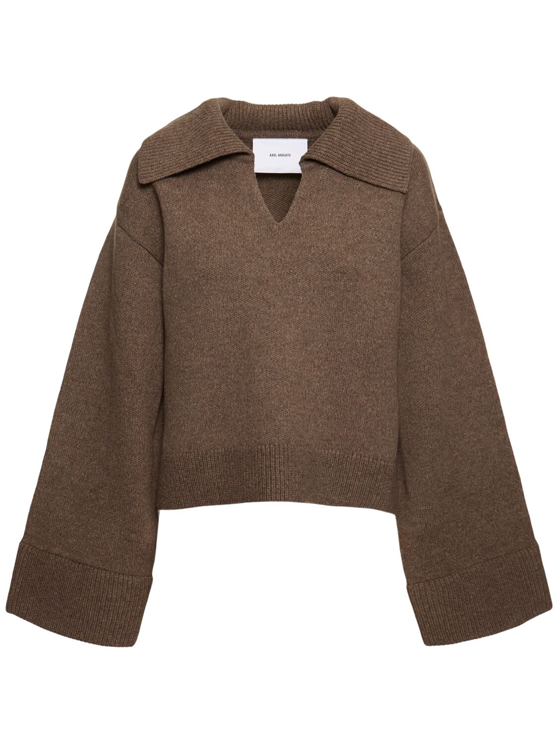 Axel Arigato Clio Cropped Wool Polo Jumper In Dark Brown