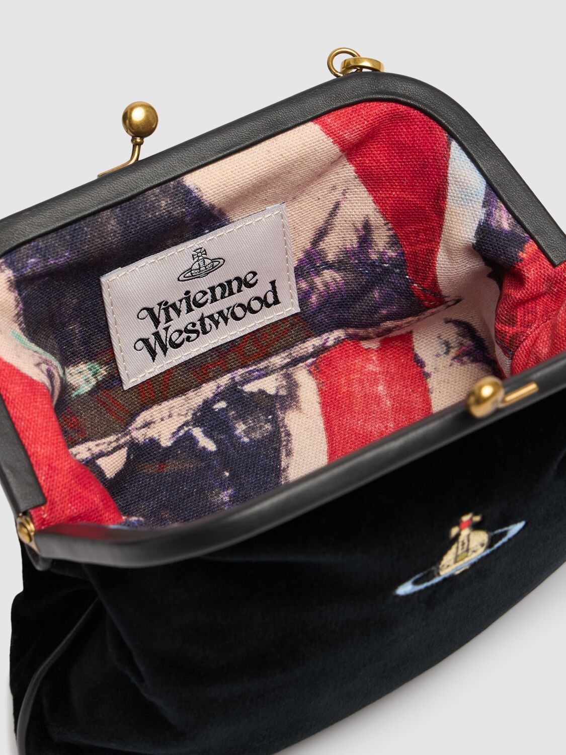 Shop Vivienne Westwood Vivienne Velvet Clutch In Black