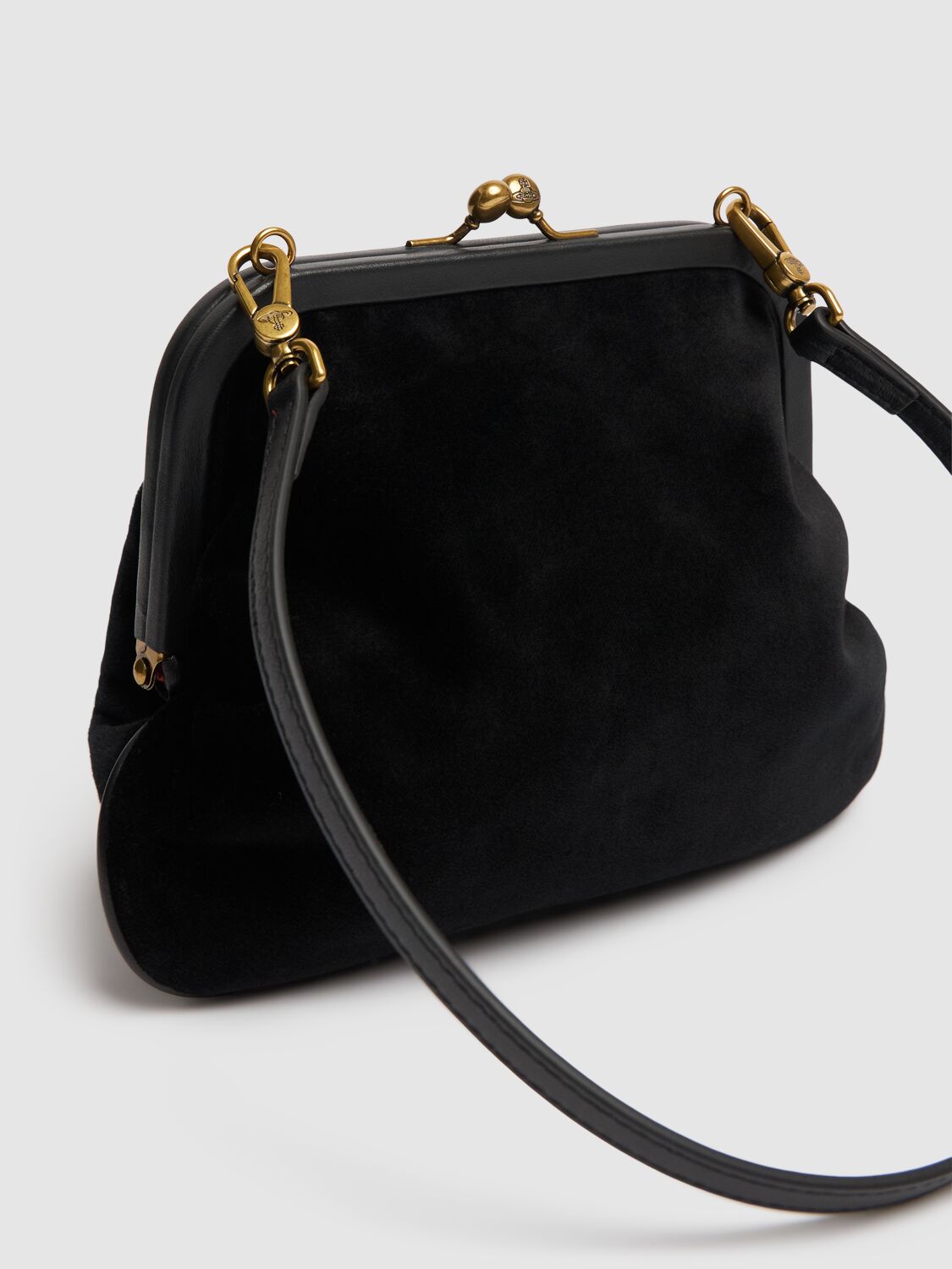 Shop Vivienne Westwood Vivienne Velvet Clutch In Black