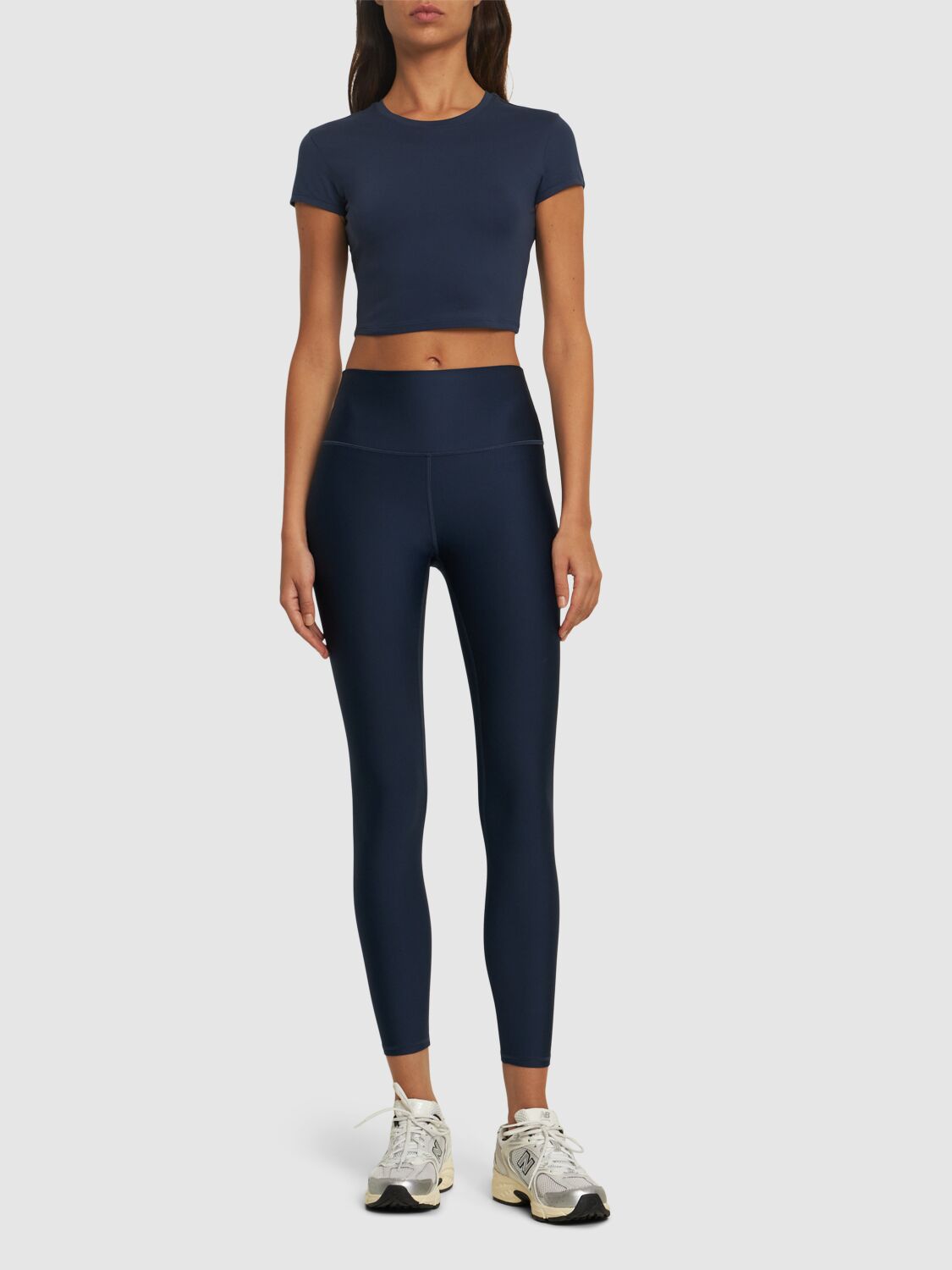 Shop Alo Yoga Airlift 7/8 Stretch Tech Leggings In Blue