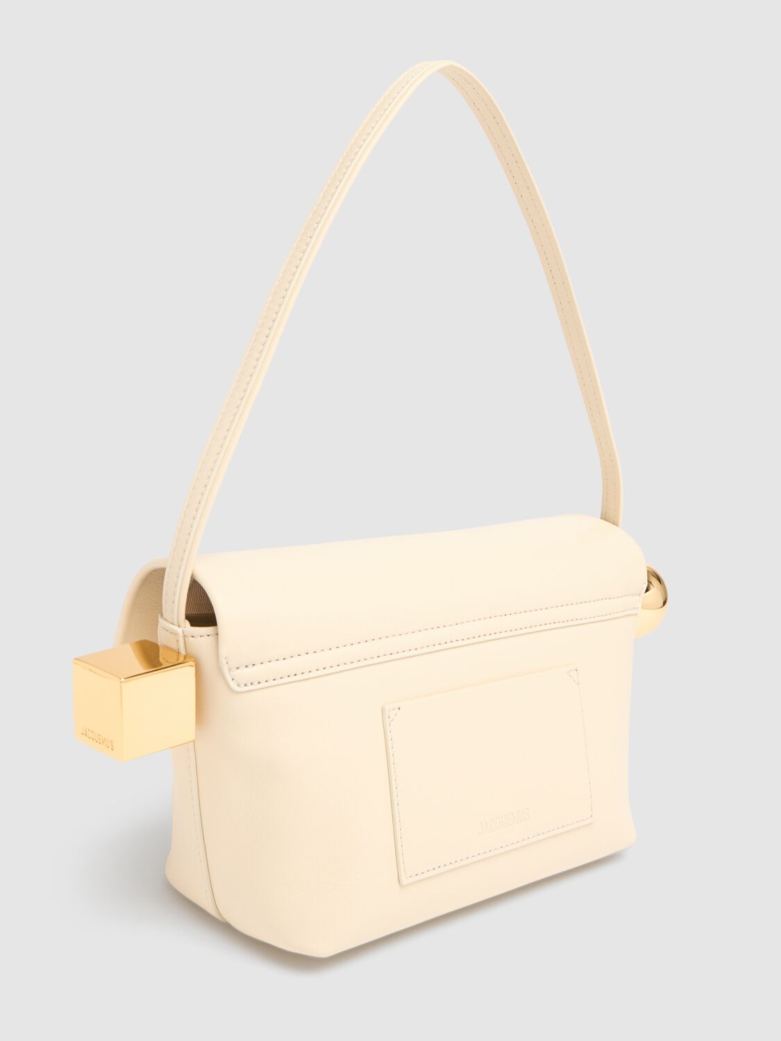 Shop Jacquemus Le Rond Carre Leather Shoulder Bag In Light Ivory