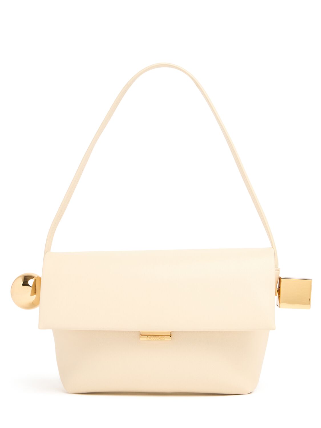 Jacquemus Le Rond Carre Leather Shoulder Bag In Light Ivory