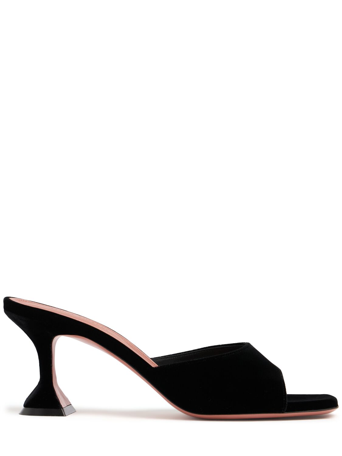 Amina Muaddi 70mm Lupita Velvet Slippers In Black