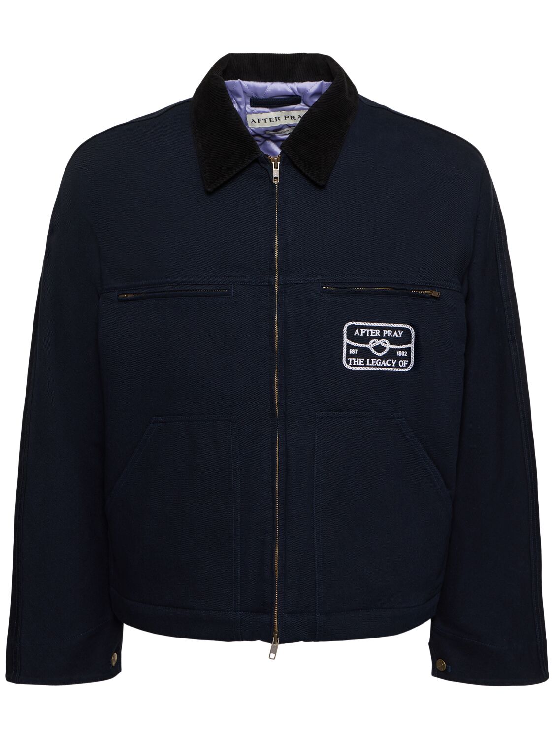 Shop After Pray Hunt Washed Work Jacket In Navy