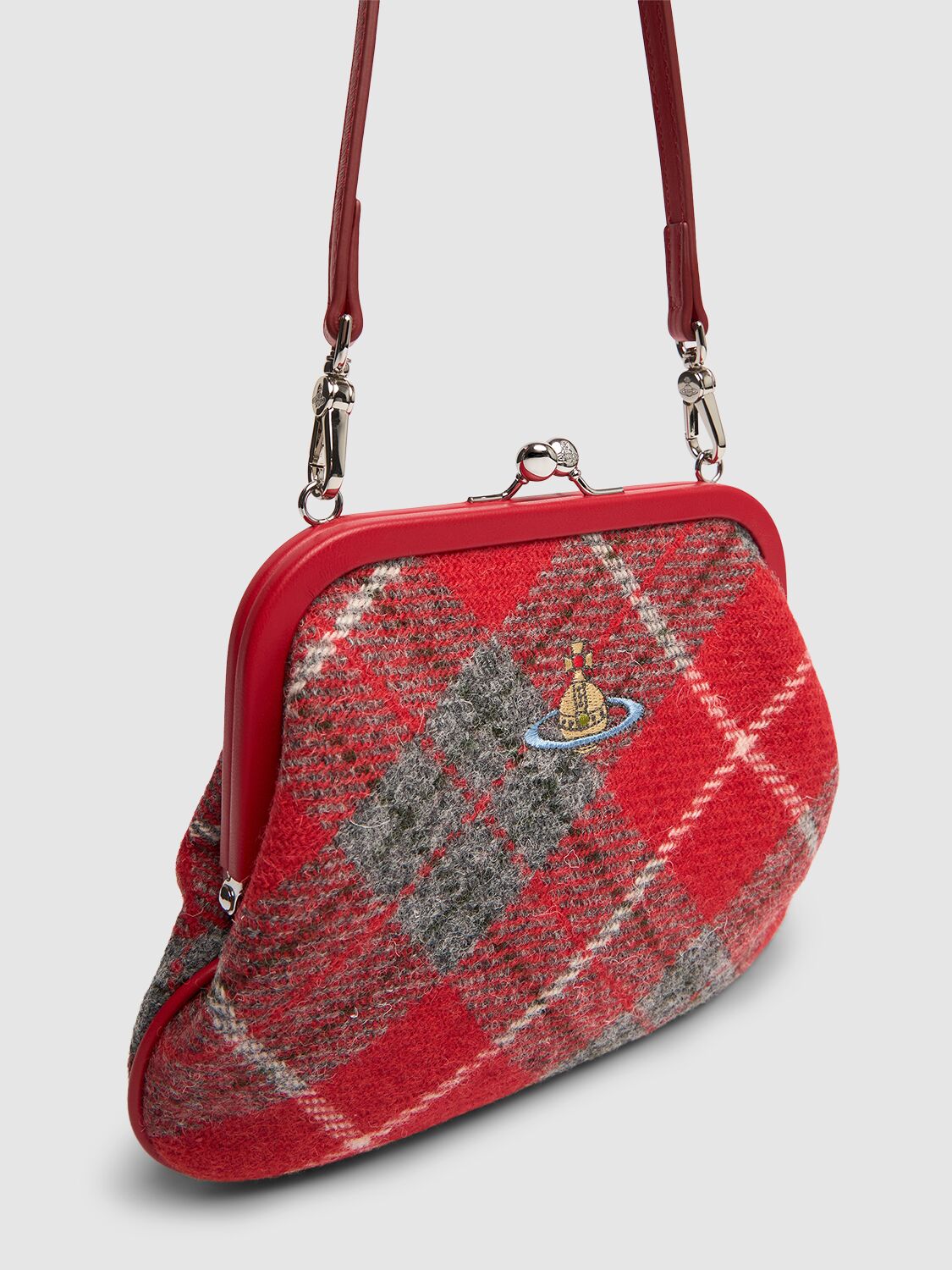 Shop Vivienne Westwood Vivienne Tweed Tartan Clutch In Red