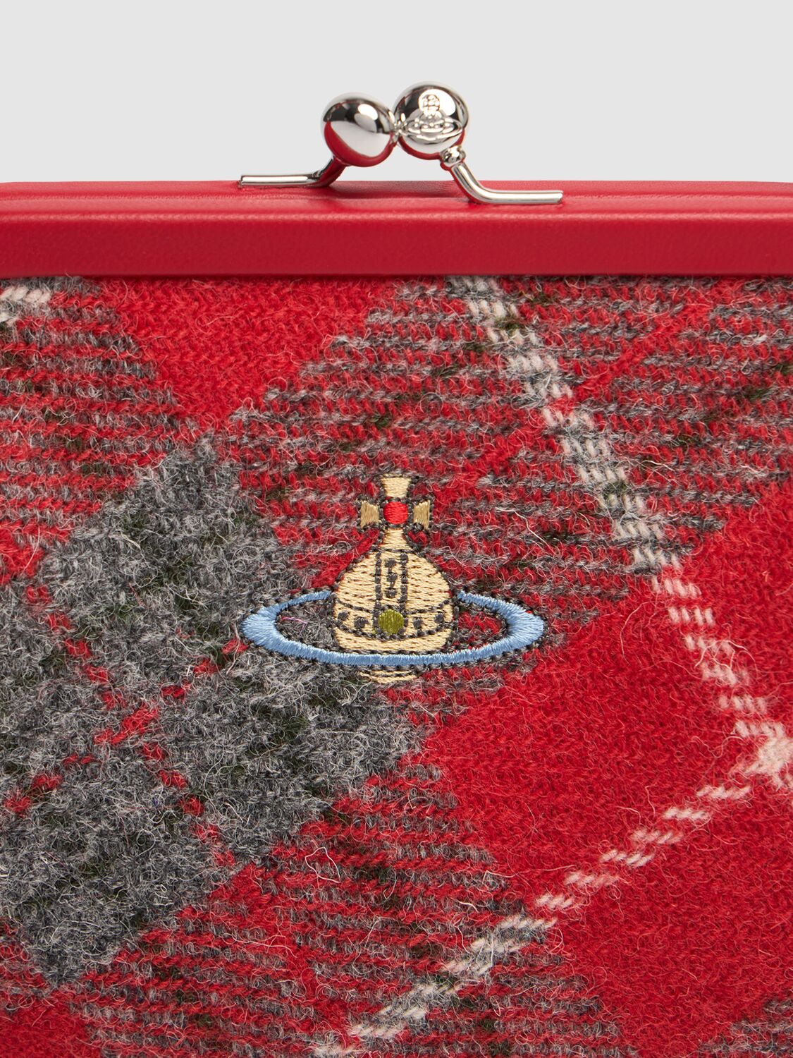 Shop Vivienne Westwood Vivienne Tweed Tartan Clutch In Red