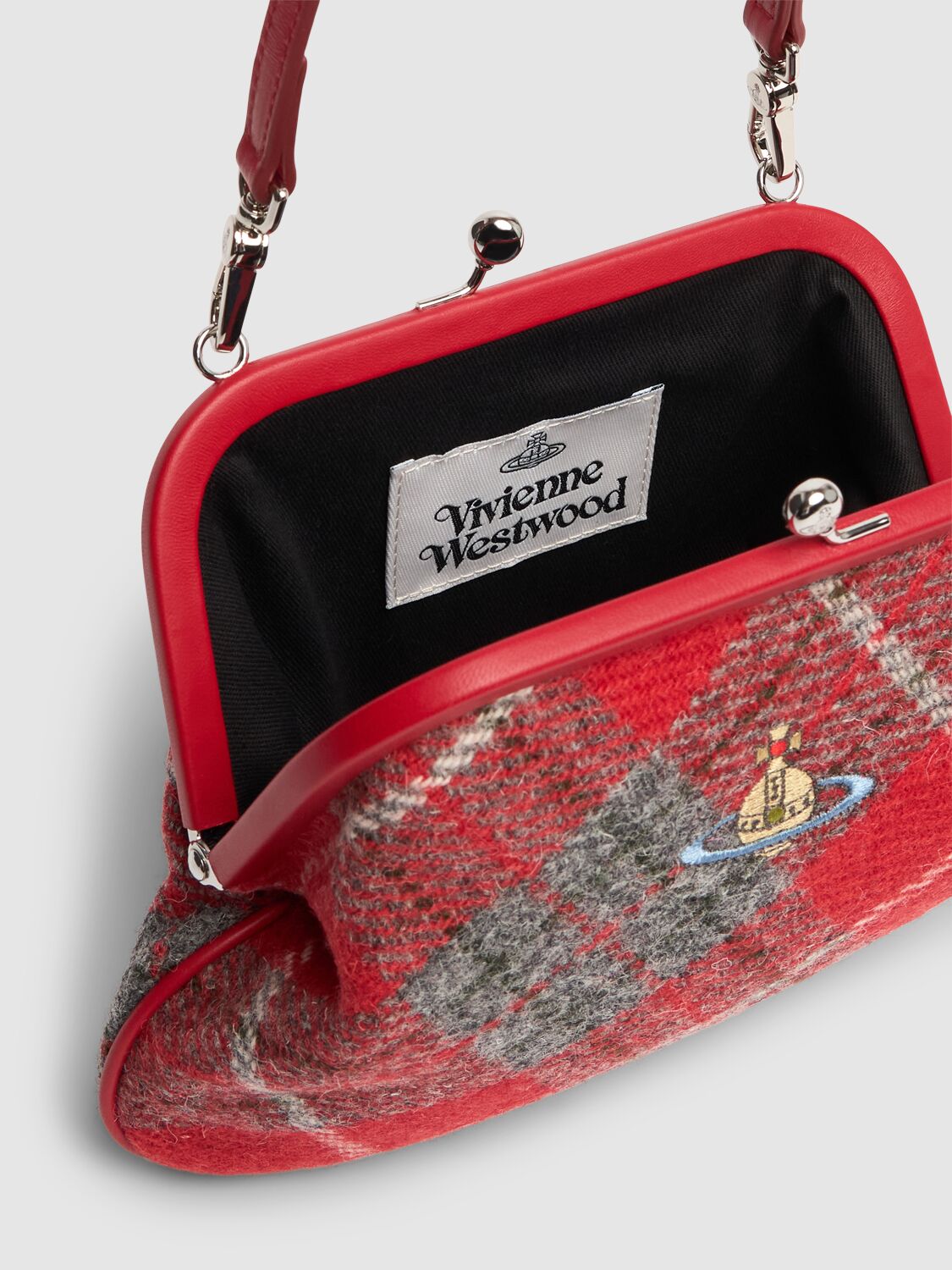 Shop Vivienne Westwood Vivienne Tweed Tartan Clutch In Red