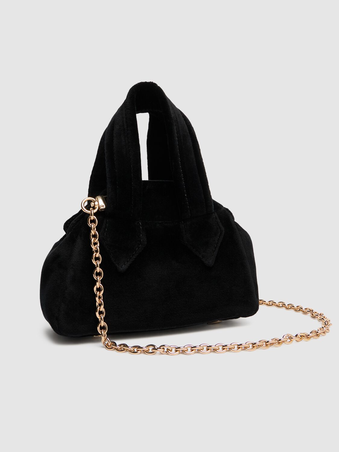 Shop Vivienne Westwood Mini Archive Velvet Top Handle Bag In Black