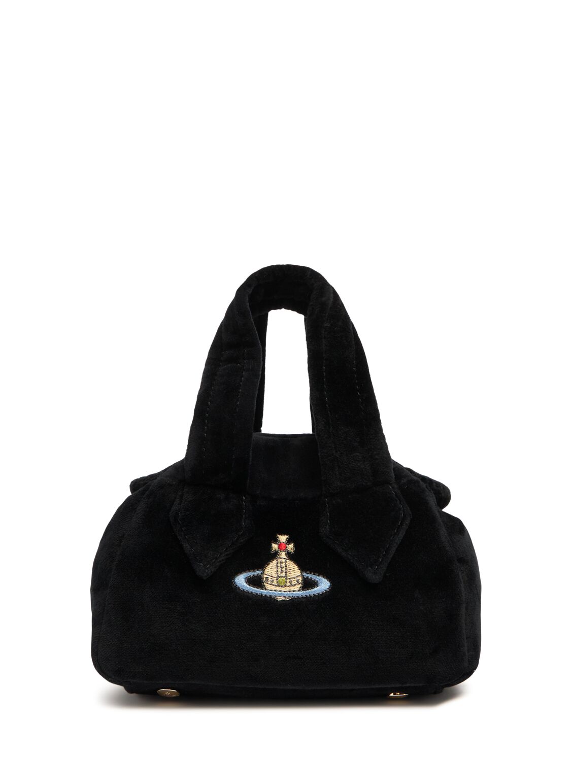 Vivienne Westwood Mini Archive Velvet Top Handle Bag In Black