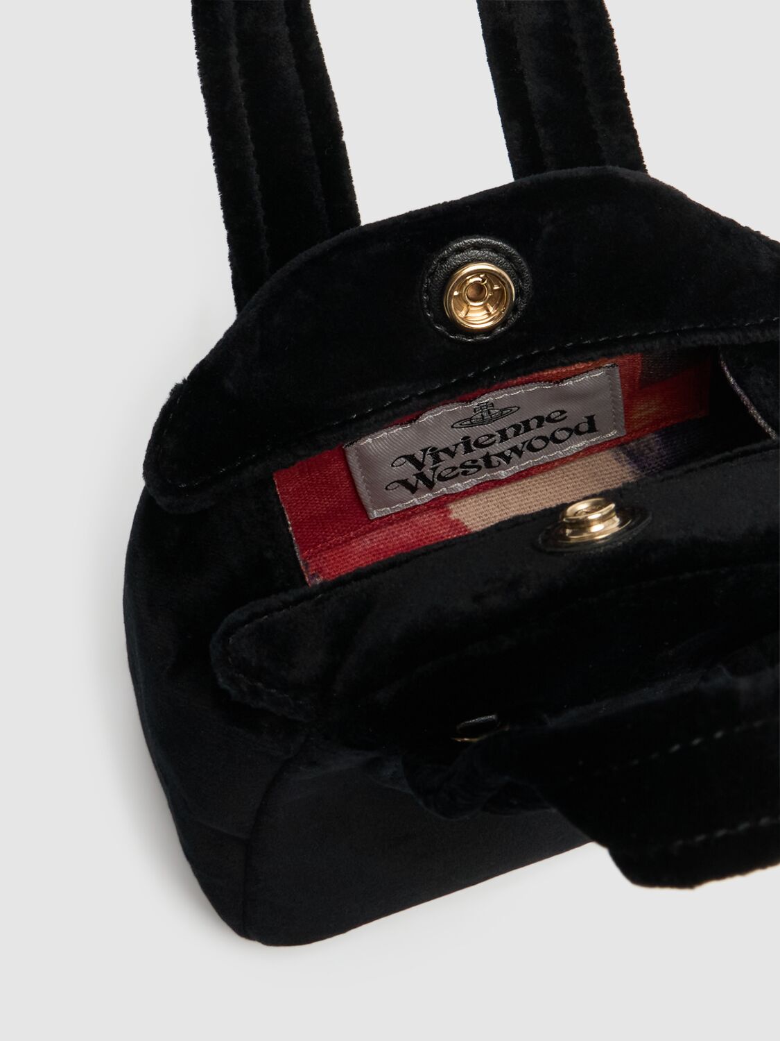 Shop Vivienne Westwood Mini Archive Velvet Top Handle Bag In Black