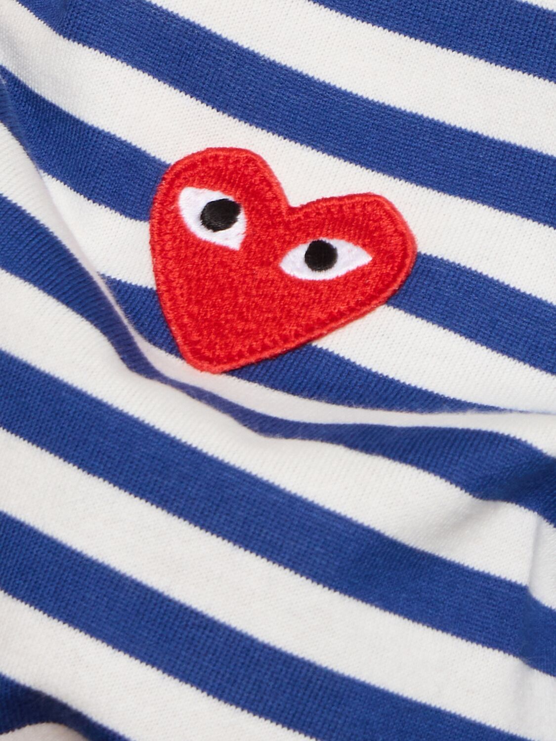 Shop Comme Des Garçons Play Striped Cotton Jersey T-shirt W/ Logo In Navy/white