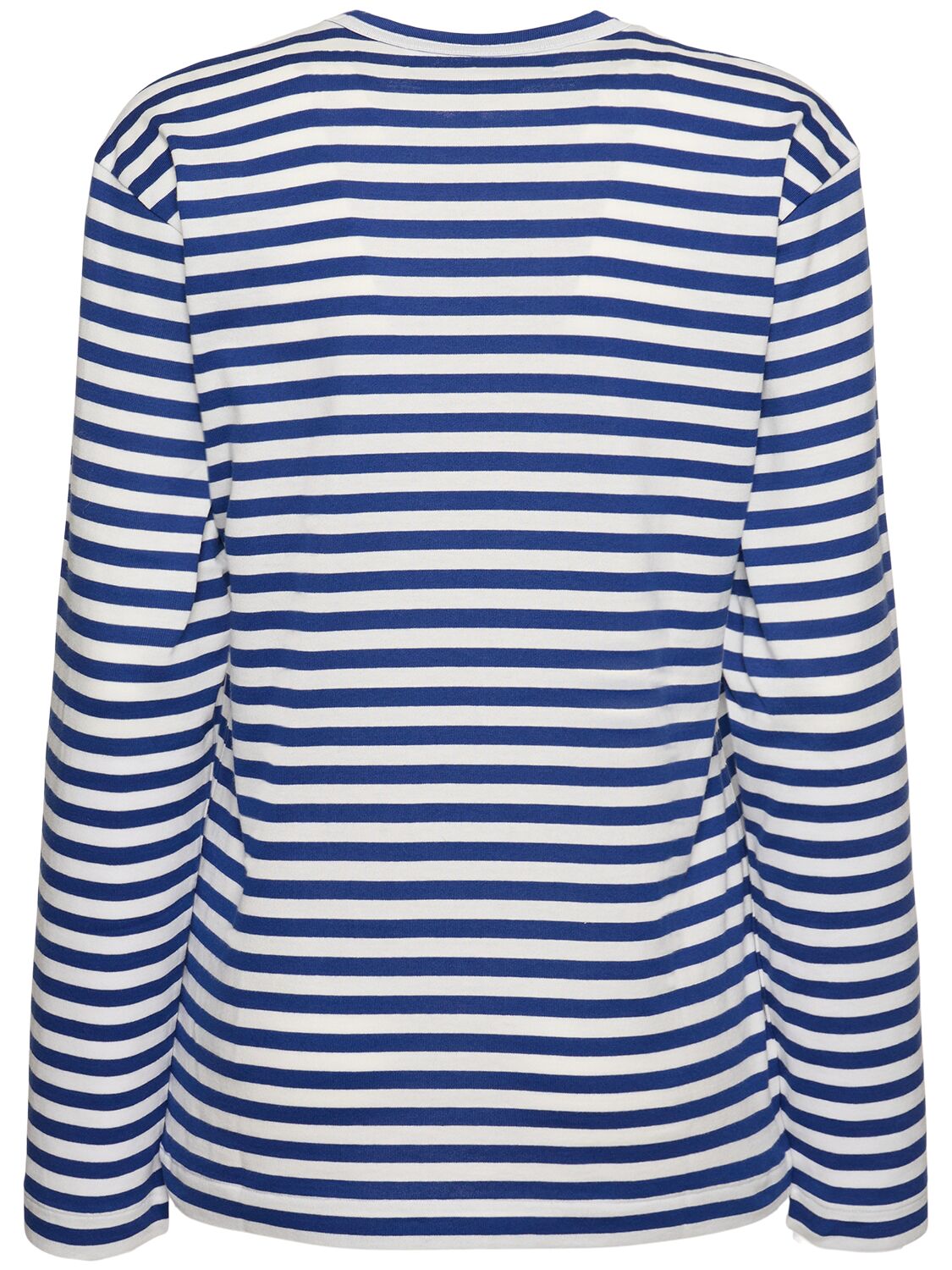 Shop Comme Des Garçons Play Striped Cotton Jersey T-shirt W/ Logo In Navy/white