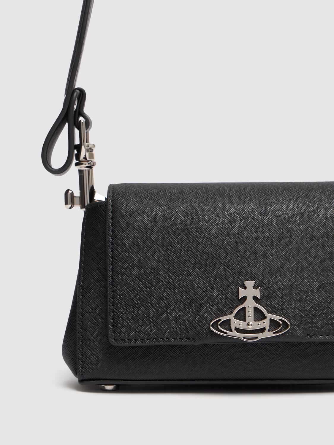 Shop Vivienne Westwood Small Hazel Saffiano Plain Shoulder Bag In Black