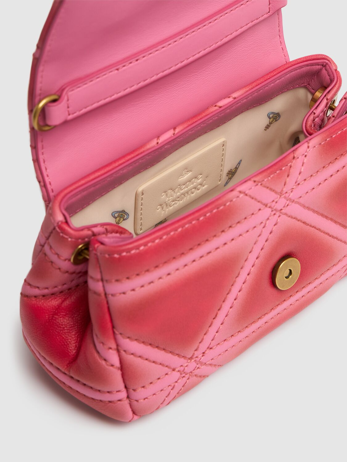 Shop Vivienne Westwood Small Hazel Quilted Leather Bag In Pink/red