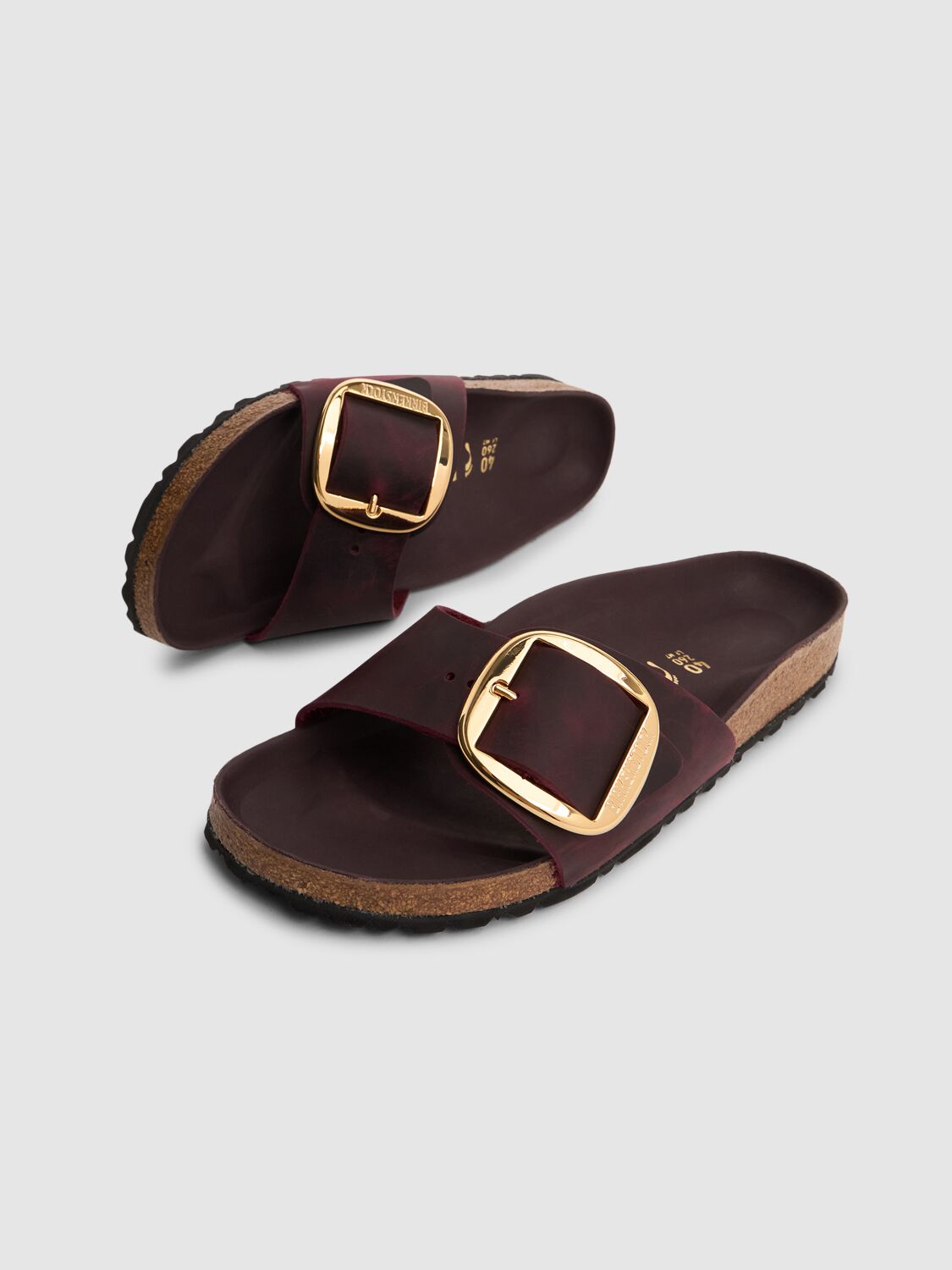 Shop Birkenstock Madrid Big Buckle Sandals In Burgundy