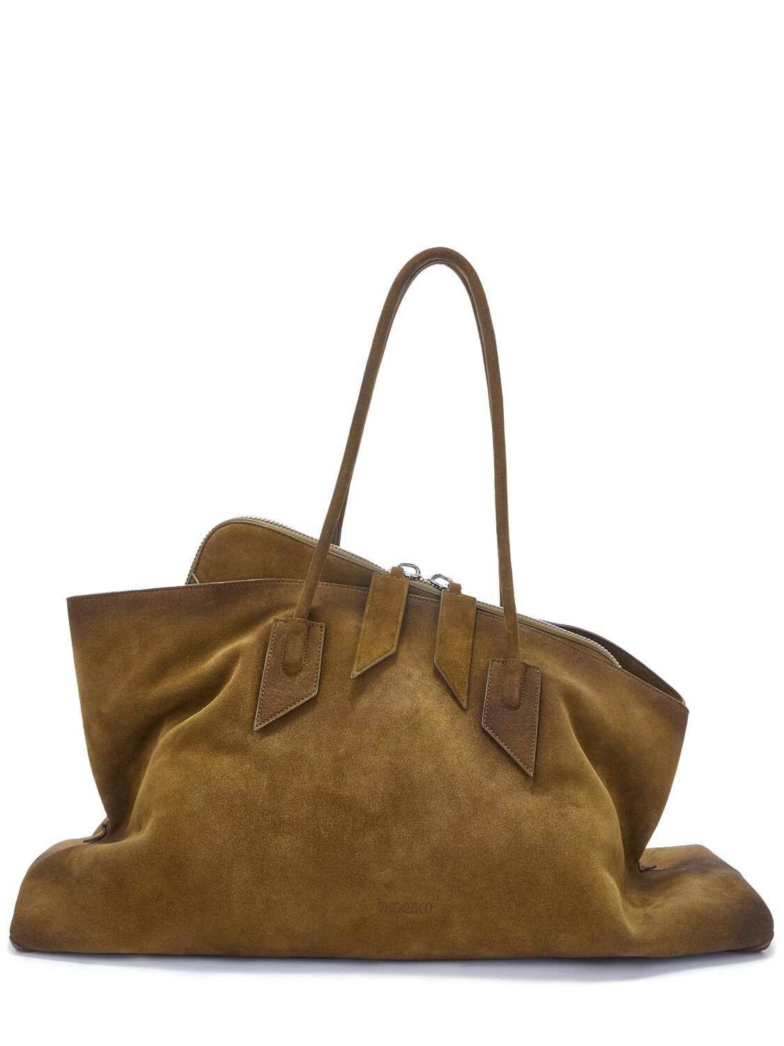 Attico Large La Passeggiata Suede Tote Bag In Green Bruch